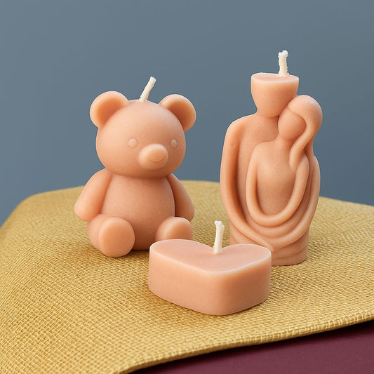 3-Piece Scented Candle Combo Pack – Soy Wax | Couple, Teddy & Heart Candles