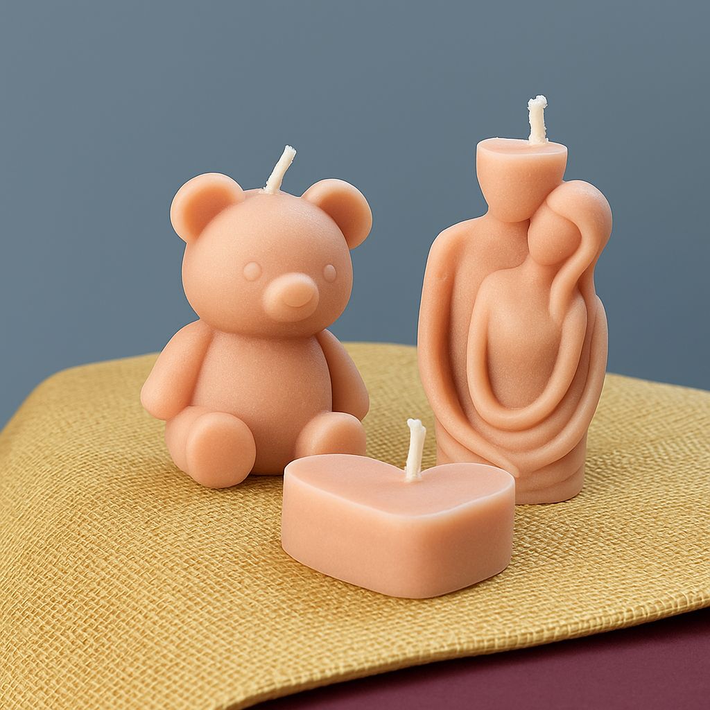 3-Piece Scented Candle Combo Pack – Soy Wax | Couple, Teddy & Heart Candles